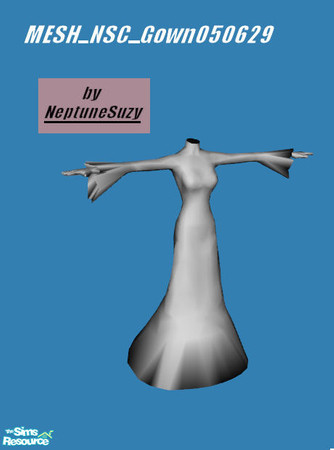 Sims 2 — MESH_NSC_Gown050629 by Neptunesuzy — MESH_NSC_Gown050629 - A Gown Mesh with wide skirt and sleeves. You will