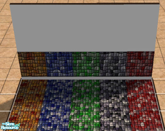 Sims 2 — Mosaic Tile Walls and Floors by phisor — Five mosaic tile walls with white paint and matching mosaic tile floors