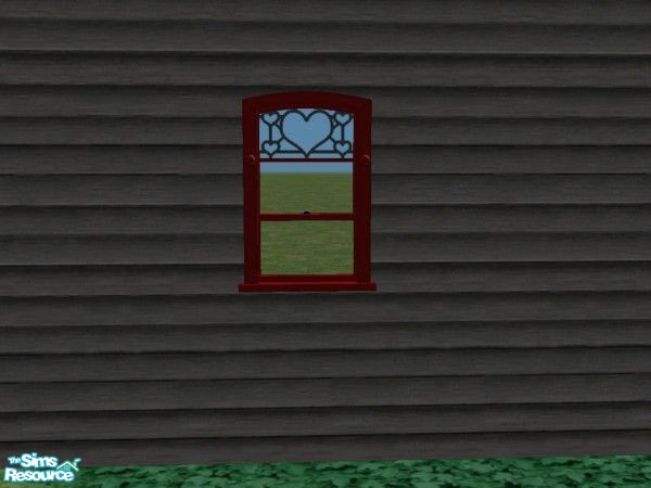 Sims 2 — Magic Town Build Heart Window Red Frame by c_literati — Recolors for nomad or haunted houses. TSRAA.