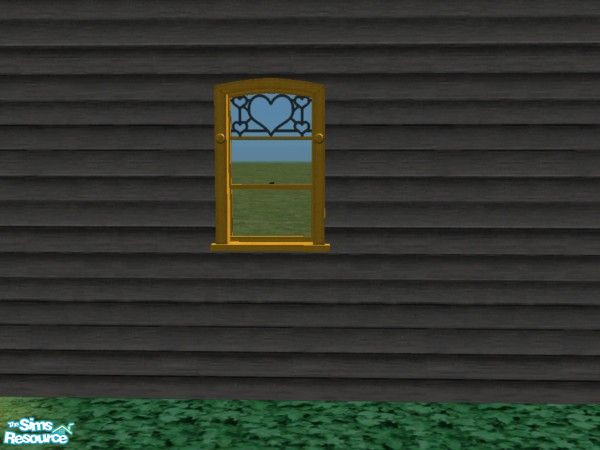 Sims 2 — Magic Town Build Heart Window Gold Frame by c_literati — Recolors for nomad or haunted houses. TSRAA.