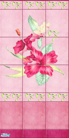 Sims 2 — Caribba rosso 02 by perelinka — Tiled wall with large motif.