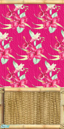 Sims 2 — Caribba rosso 05 by perelinka — Wallpaper with bamboo and rattan.