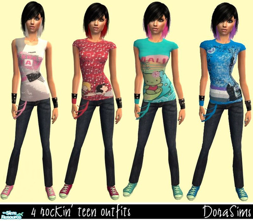 Sims 2 — DoraSims Set 6 by _R_i_C_H_ — A set of four rockin\' outfits for your teen simmies. No EP needed, enjoy! 