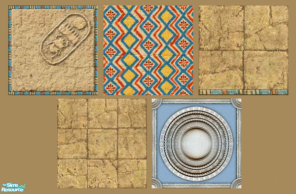Sims 2 — 5 Egyptian Floors by erso11 — There are 5 floors in this set, the blue floor is a classic floor, the rest are