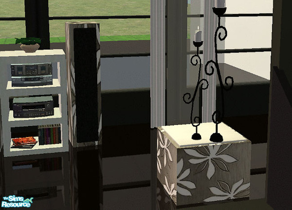 Sims 2 — 9 emotions living room - silver table by kibanahnah — 9 \"emotion words\" wall hangings,in white or
