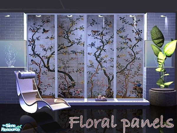 Sims 2 — Silver floral panels by kibanahnah — First part of my Oriental themed wallpaper serie. They are flawless,which