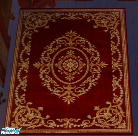 Sims 2 — Scarlet Livingroom Area Rug by lisa9999 — A beautiful gold and scarlet 3x4 area rug.