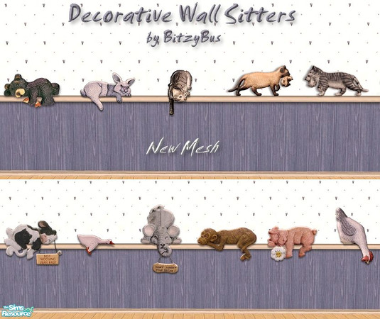 Sims 2 — Decorative Wall Sitters by Bitzybus — A bunch of cute "Animal sitters". I have also included the two