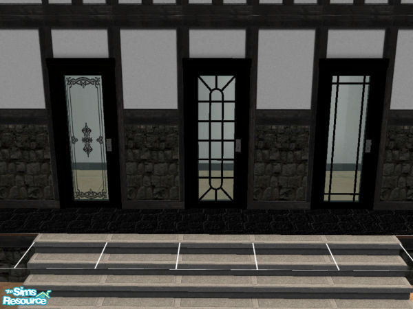Sims 2 — Black Doors by phisor — Black Recolors of Windkeeper's wonderful new doors