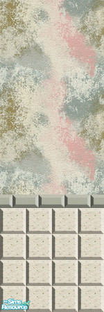 Sims 2 — Sponge Tiled by Lorah — Beautifully sponge painted wall with matching tiles in smokey-slate and potted-cream.