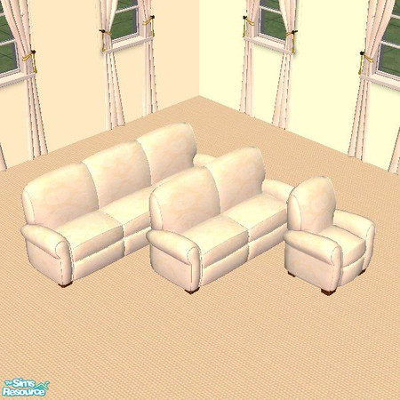 Sims 2 — Cream Delight Sofa Set by auracyan — * TSRAA Object * Cream and Eggshell colored damask grace this comfortable