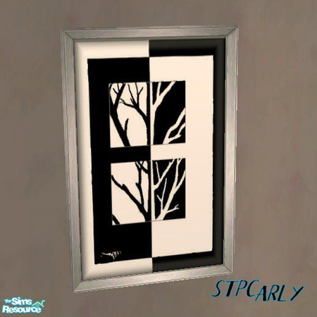 Sims 2 — Ying & Yang White/Black Art by STP Carly — Ying & Yang/Black & White living set by request.