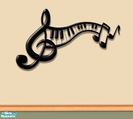 Sims 2 — Two Tile Wall Decor - recolor Music Note by Bitzybus — Wall decor, music notes.