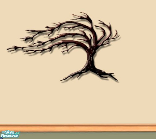 Sims 2 — Two Tile Wall Decor - recolor Tree by Bitzybus — Tree wall sculpture.