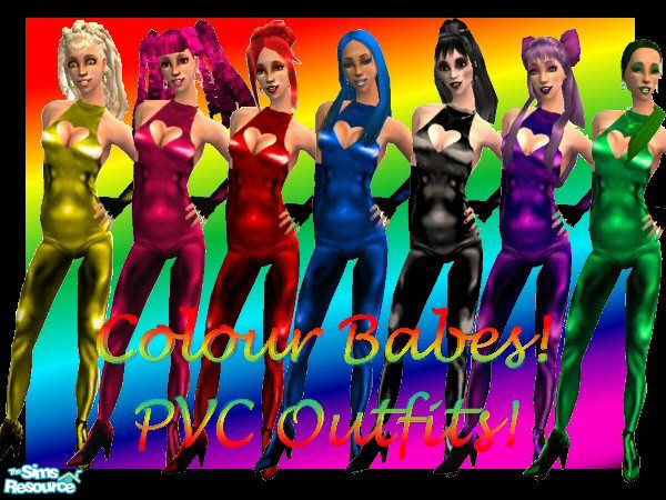 Sims 2 — Colour Babes PVC Outfits! by *Secret-Vampire* — I was thinking of somthing that kno 1 has done on her before and