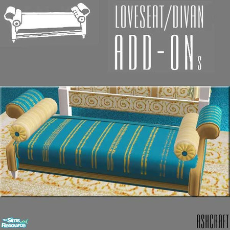 Sims 2 — Loveseat/Divan Pearls & Gold by Cashcraft — You must download the **updated** Spring Garden Divan/Loveseat