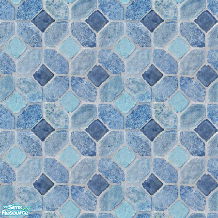 Sims 2 — blue-mosaic-tile by Helenloki — "Monastic mosaic" in blue stone flooring.