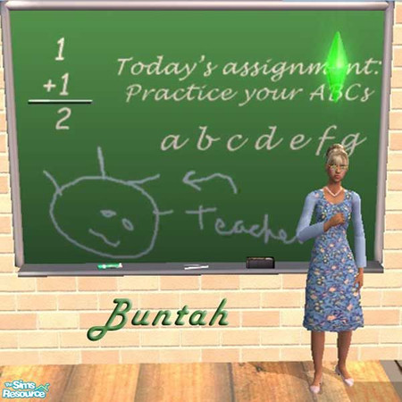 Sims 2 — Green Classroom Board by buntah — This requires my White Classroom Board Mesh. Easily recolored so you can put