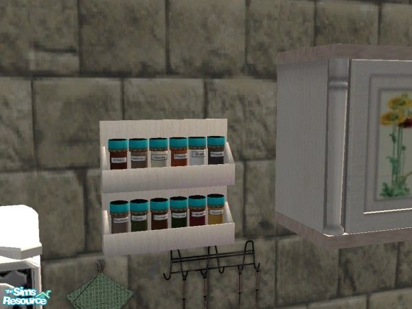 Sims 2 — White Stove Matching Kitchen Spice Rack by c_literati — Thanks, simaddict99, for permitting recolors *and* being