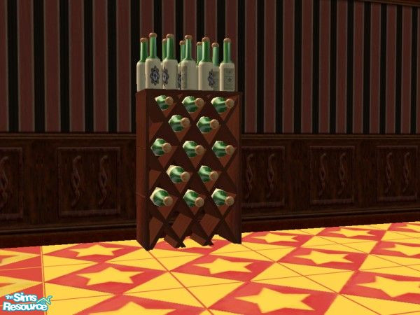 Sims 2 — Black Stove Matching Kitchen Wine Rack by c_literati — This is a recolor of the "wine rack messy".