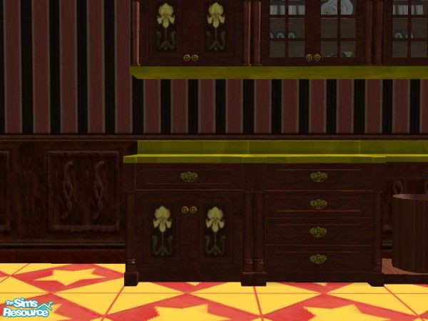 Sims 2 — Black Stove Matching Kitchen Counter by c_literati — Top and base all in one file this time, so beware deleting