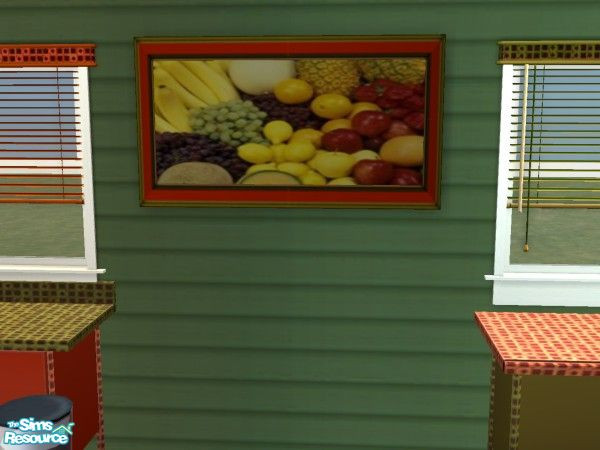 Sims 2 — fruit CAFETERIA painting by lorettamouse — part of my community lot: Happy time Cafeteria