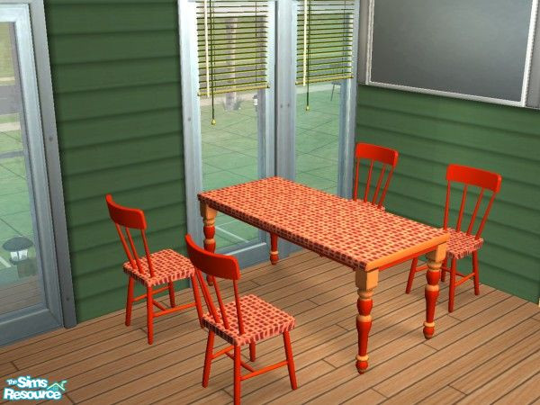 Sims 2 — orange CAFETERIA table by lorettamouse — furniture of my community lot: Happy time Cafeteria