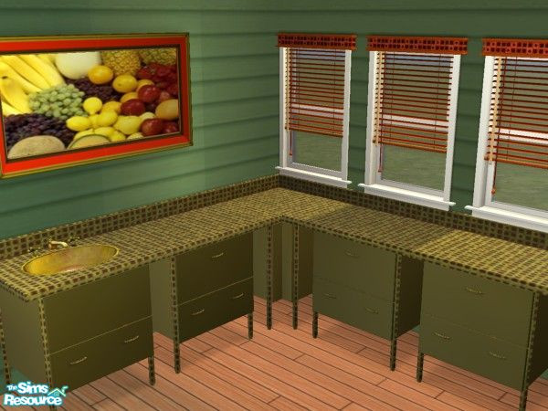 Sims 2 — green CAFETERIA counter by lorettamouse — furniture of my community lot: Happy time Cafeteria
