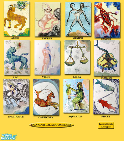 Sims 2 — Laura Simly Does Dali - Salvador Dali Zodiac Set by debs913 — Laura Simly Designs has hand woven Dali\'s Zodiac