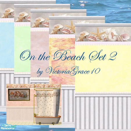 Sims 2 — On the Beach 2 Wall Set by VictoriaGrace — Set of different color walls of a favorite design of Love2decorate. 