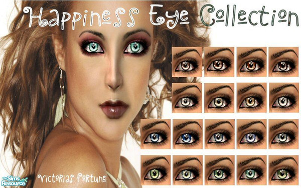 Sims 2 — VF Happiness Eye Collection by fortunecookie1 — Here are 18 high gloss rich colored eyes with added reflection