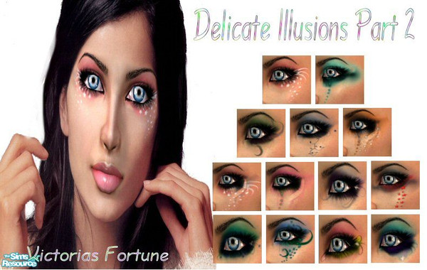 Sims 2 — VF Delicate Illusions 2 by fortunecookie1 — Here is the second group of colorful, delicate eye tatoos. These are
