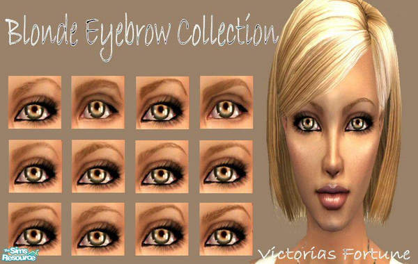 Sims 2 — VF Blonde Eyebrow Collection by fortunecookie1 — Here are my 12 new eyebrows in blonde! Brown and Red to follow