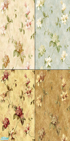 Sims 2 — Hydrangea Trail Set by Eboluh — Gorgeous Victorian wallpaper with hydrangea print. Perfectly seamed! Hope you