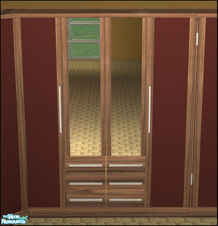 Sims 2 — Naturals Bedroom Walnut - Largewardrobe-burgundy by Elize-37sims — Burgundy door panels.