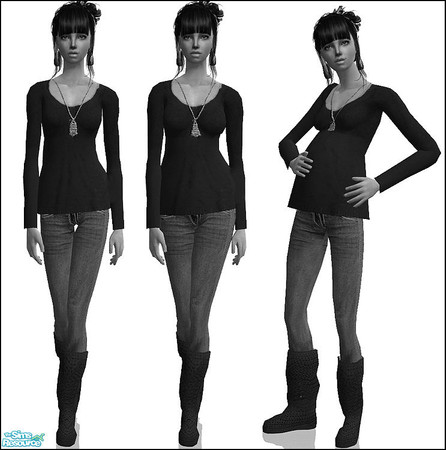 Sims 2 — MESH_Aleeza_afalphaslouchyboots_april08 by Aleeza — Alpha editable top, boots and sleeve mesh for adult female
