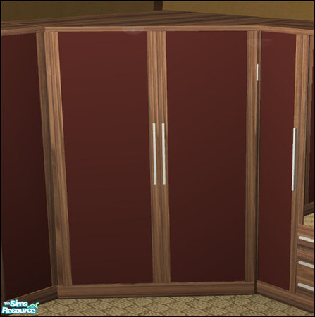 Sims 2 — Naturals Bedroom Walnut - Cornerwardrobe-burgundy by Elize-37sims — Burgundy door panels.