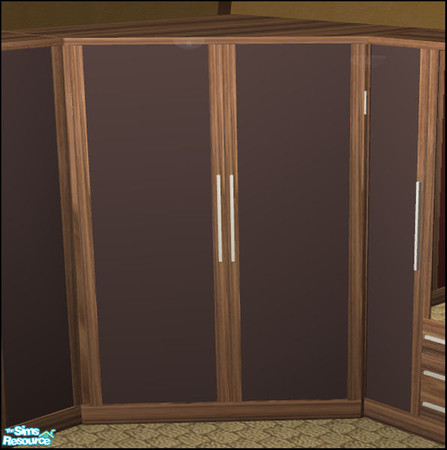 Sims 2 — Naturals Bedroom Walnut -  Cornerwardrobe-brown by Elize-37sims — Brown door panels