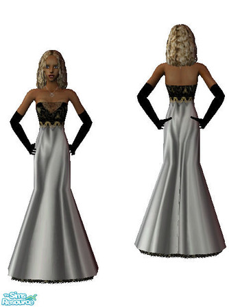 Sims 2 — gown by mereltje — silver satin