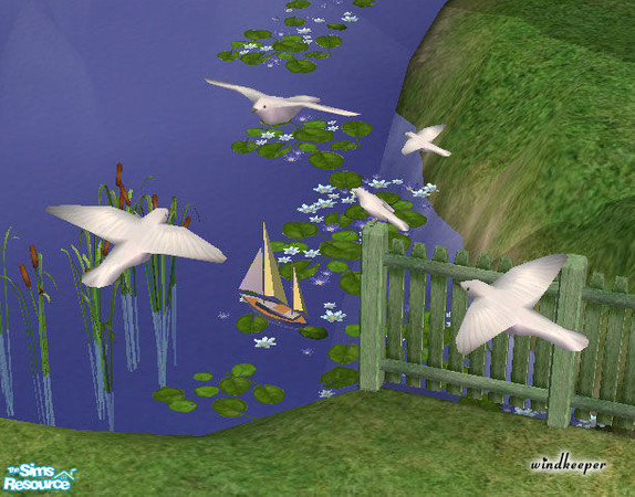Sims 2 — White Dove by Windkeeper — You need to download "Flying bird" file from this set for this file to work
