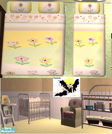Sims 2 — Peppermint Nursery Set by foxybaby3 — Pastel pink & Peppermint green, summery nursery!