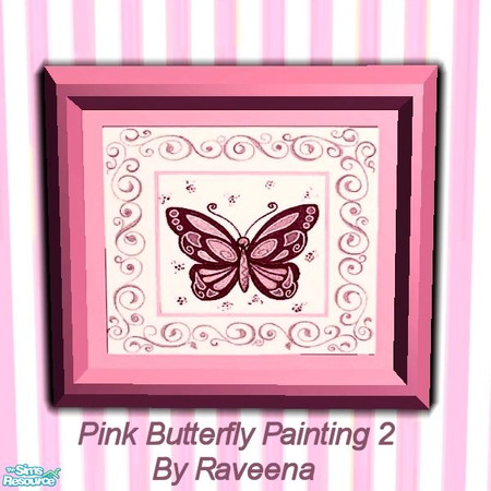 Sims 2 — Pink Butterfly Painting 2 by Raveena — Part of the Pink Butterfly bedroom.