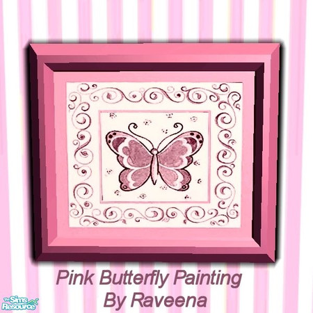 Sims 2 — Pink Butterfly Painting by Raveena — Part of the Pink Butterfly bedroom.
