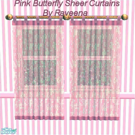 Sims 2 — Pink Butterfly Sheer Curtains by Raveena — You must download Dincer's mesh for this object or it won't show in