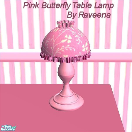 Sims 2 — Pink Butterfly Table Lamp by Raveena — You must download Dincer's mesh for this object or it won't show in your