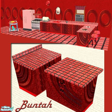 Sims 2 — Red Counter BASE Coordinate by buntah — This is the red counter base for my Counter Coordinates set.