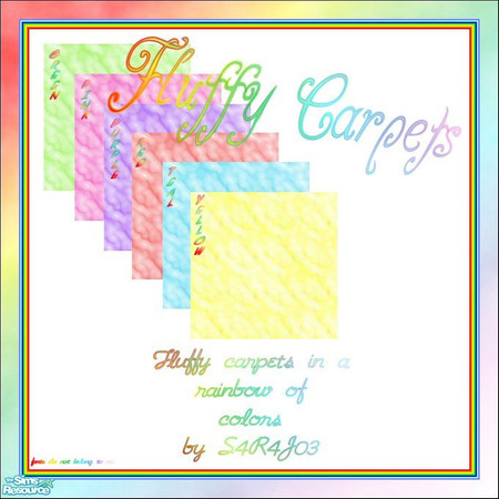 Sims 2 — Fluffy Carpets by S4R4J03 — A series of ultra soft, fluffy carpets in vibrant colors.