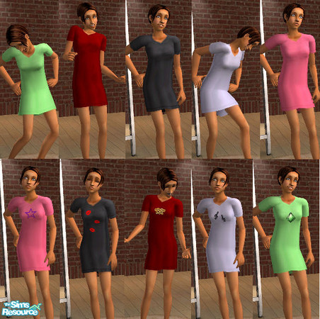 Sims 2 — Teen nightshirts by jenwar — Not every teen girl likes skin-tight nighties...some girls like a big comfy