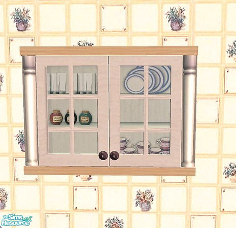 Sims 2 — Decorating The Kitchen - Cabinet Decor M by Bitzybus — Decor to put in upper cabinets with glass doors. The
