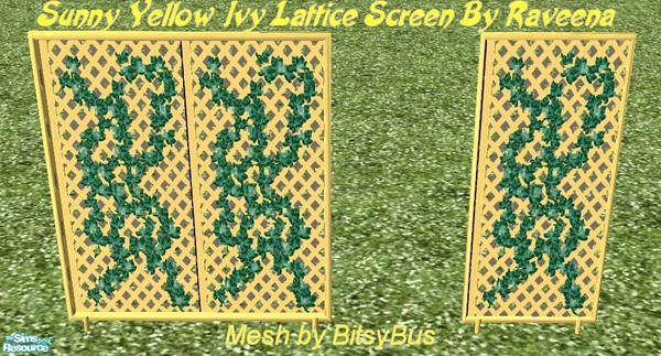 Sims 2 — Sunny Yellow Lattice Ivy Screen by Raveena — This is a new style of BitsyBus's privacy screen. This is the